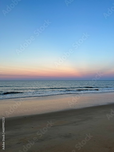 Calm sea horizon  early morning  before the sunrise at the sea  pastel colors