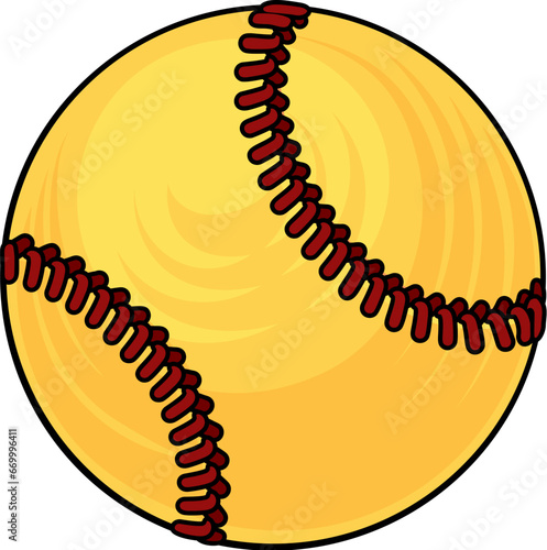 A softball ball cartoon sports icon illustration