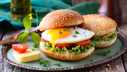 burger egg bun food generate ai