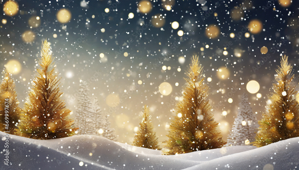 glittery and sparkly christmas graphic winter snow and christmas trees background template