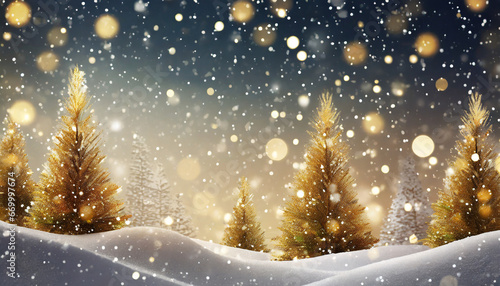glittery and sparkly christmas graphic winter snow and christmas trees background template © Nichole