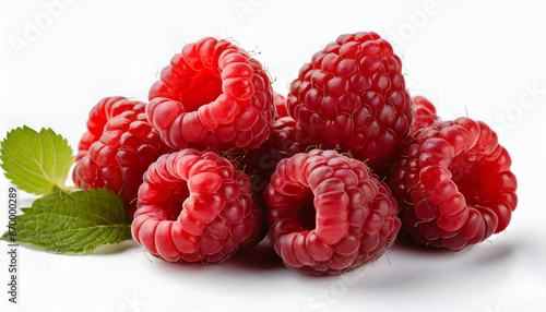 Pile of raspberries on white background, raspberry | Ai generated