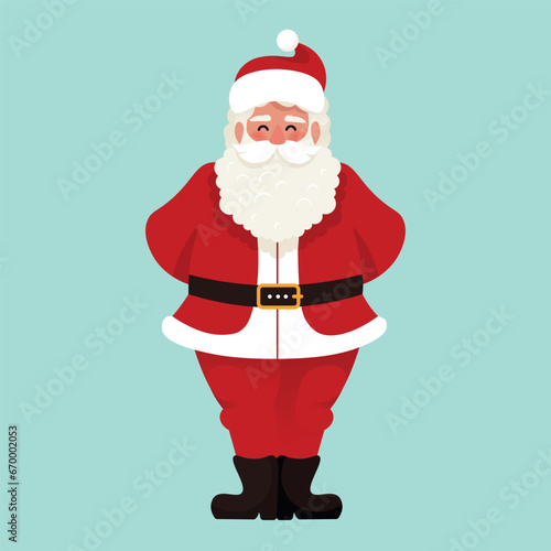 Cute Standing Santa Claus Vector illustration in cartoon flat style