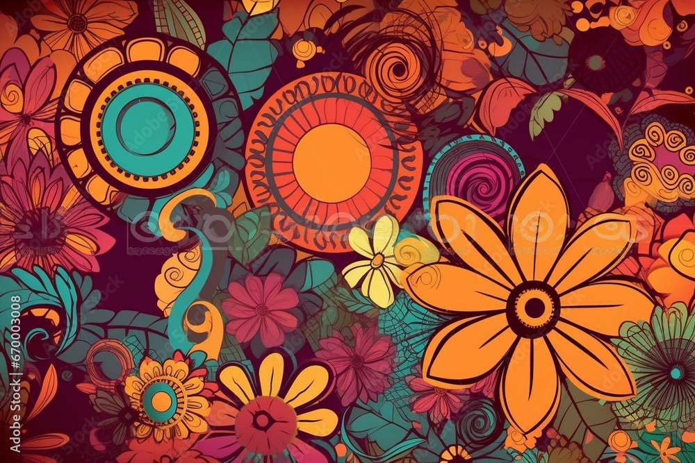 Vibrant abstract floral backdrop. Generative AI