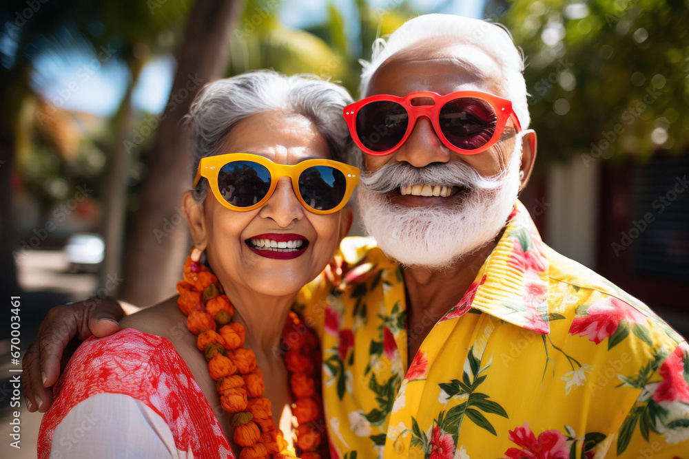 Happy smiling senior couple wearing sunglasses Happy smiling senior couple wearing sunglasses