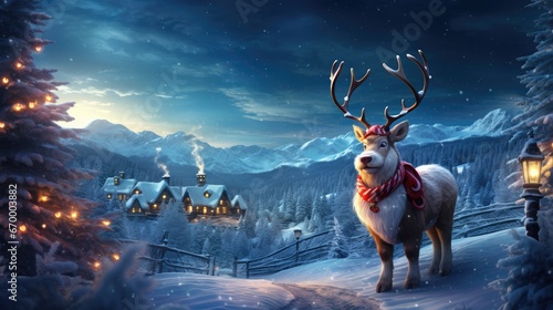 Reindeer on Christmas background. Ai generative.