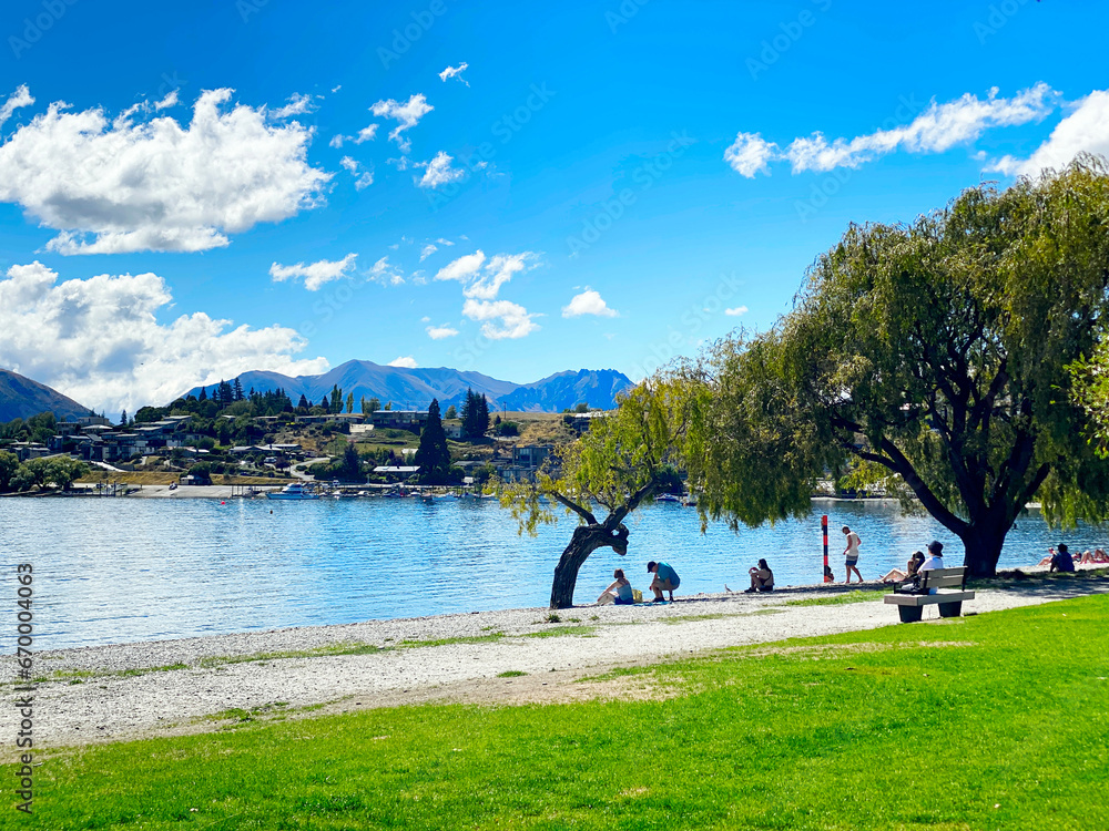View of Lake Wanaka in Queenstown, New Zealand View of Lake Wanaka in Queenstown, New Zealand