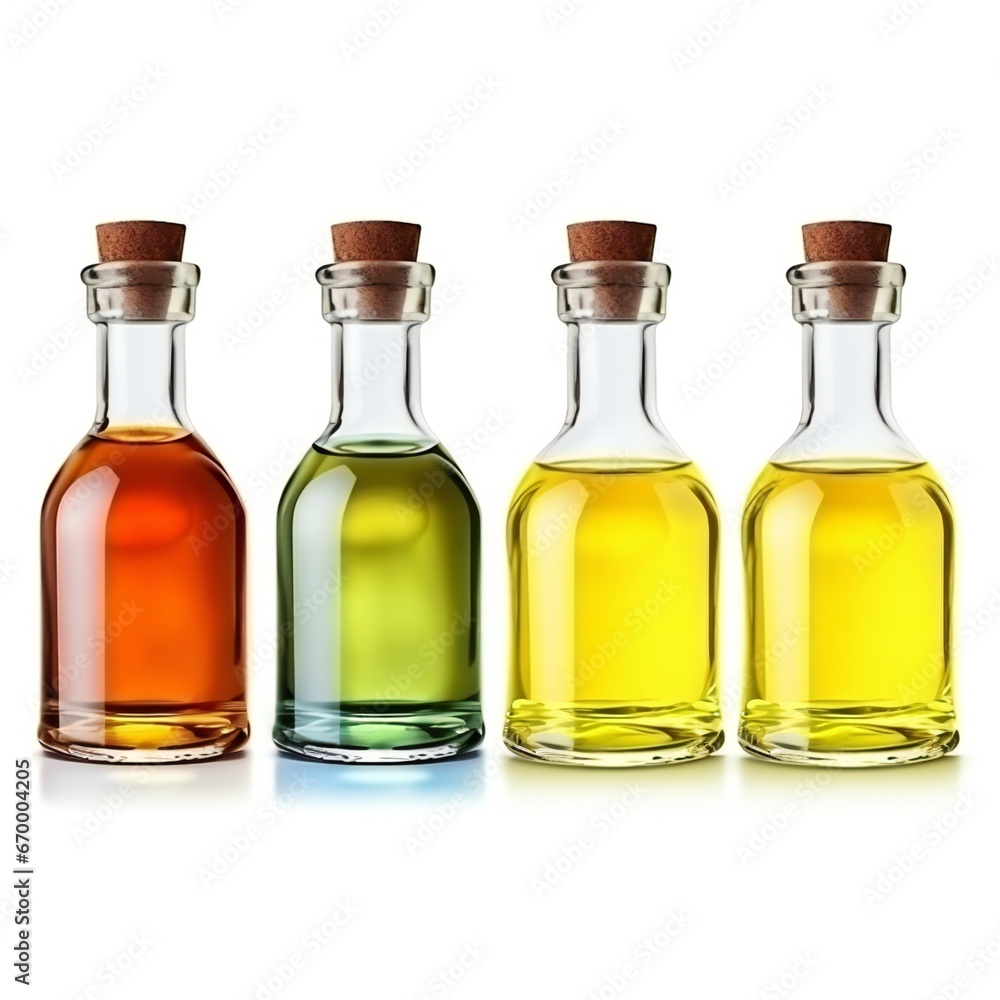 bottle with different oil isolated on white background bottle with different oil isolated on white background