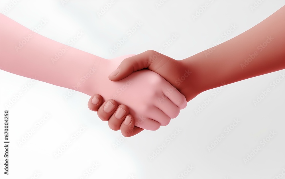 Interracial handshake in 3d render style. Interracial handshake in 3d render style.