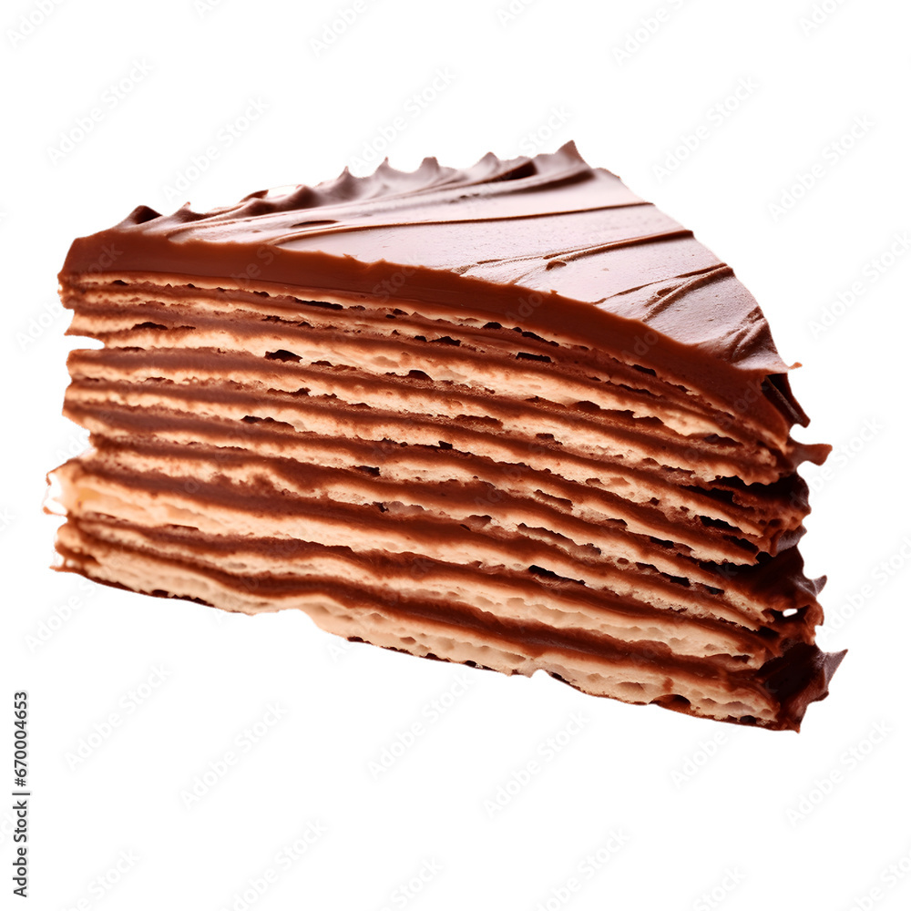 Choc crepe cake isolated on a transparent background Choc crepe cake isolated on a transparent background