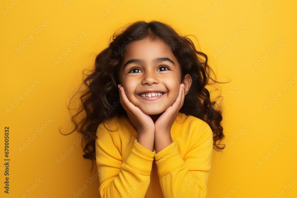 beautiful indian girl on yellow background beautiful indian girl on yellow background