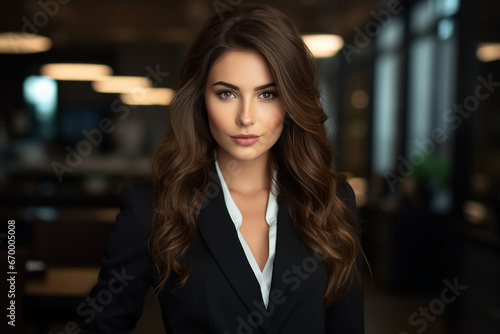 Attractive lady executive business leader manager looking at camera generative AI © Tetiana