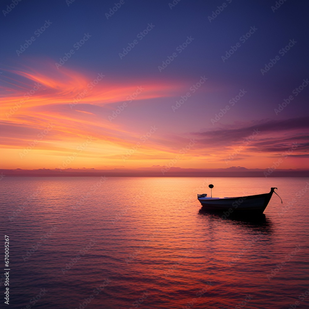 the evening sea and a small boat.
Generative AI the evening sea and a small boat.
Generative AI