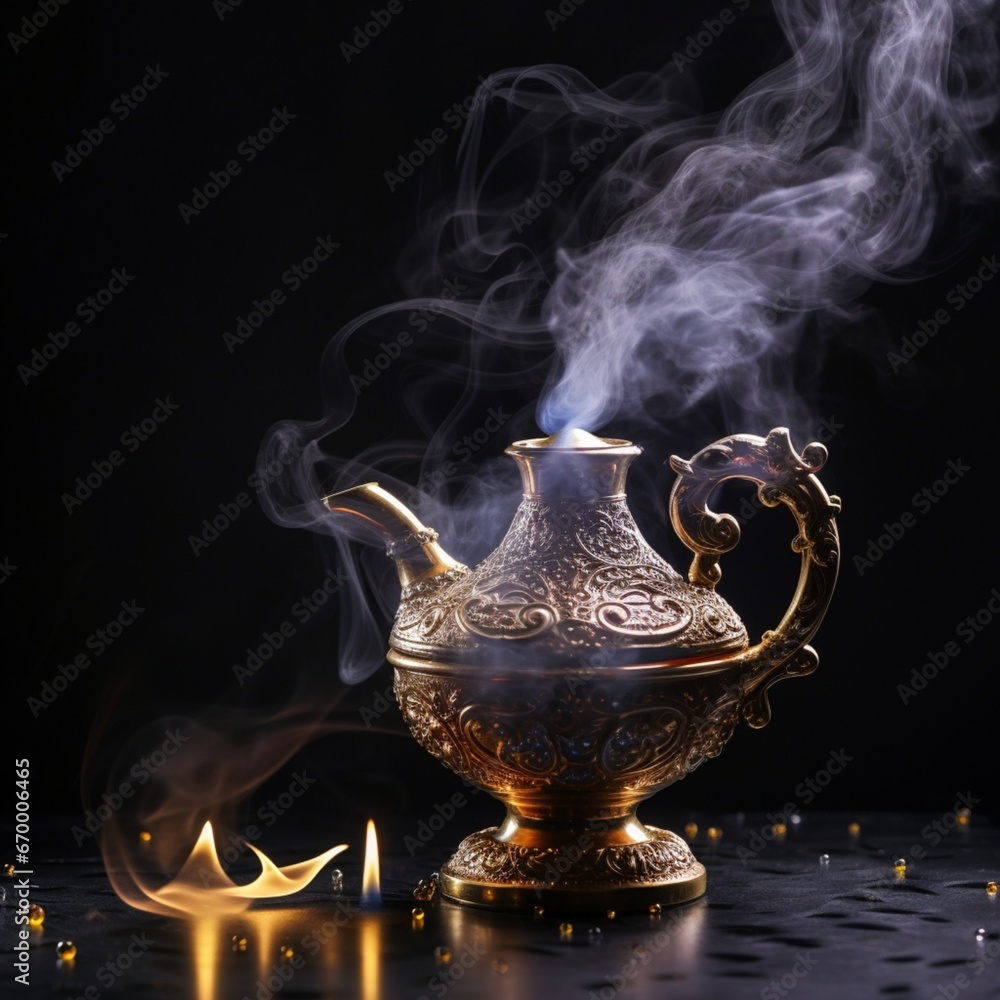 magic lamp on the background generated by AI magic lamp on the background generated by AI