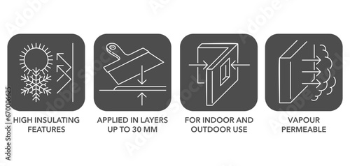 Plaster for preparing a basis - square icons set