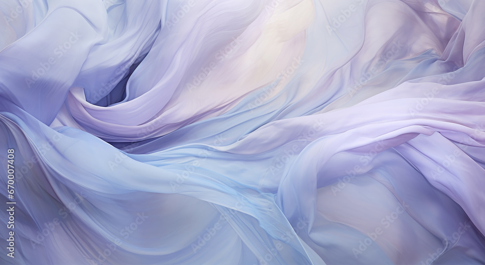 Obraz premium Closeup of rippled light purple silk fabric. The luxury of purple fabric texture background.Abstract cloth or liquid wave vector background.Cloth soft wave. Creases of satin, silk, and cotton.