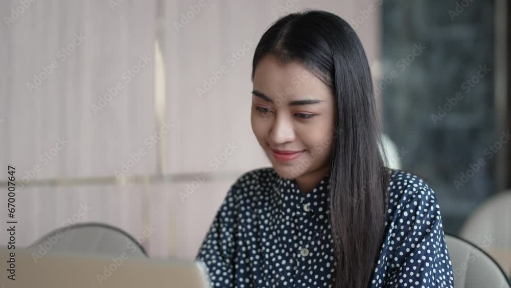 Writer woman is thinking creative ideas and typing business information content on laptop in cafe.. Writer woman is thinking creative ideas and typing business information content on laptop in cafe..