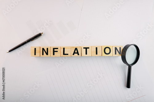 Photos Inflation Wooden Block Words Concept Background