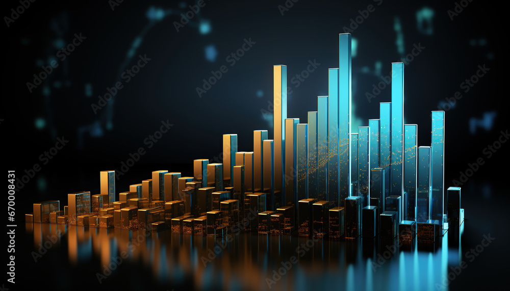 Business graph bar chart stack of money. Growth business