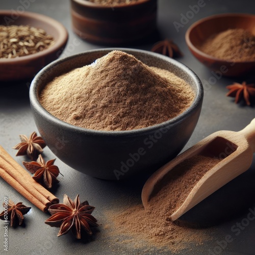 spices and herbs on a bowl food ingredient background