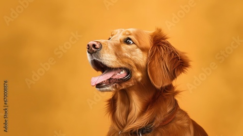 golden retriever dog isolated on yellow background