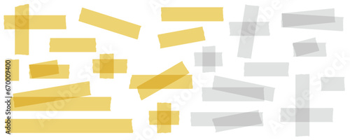 Scotch tape or adhesive tape set isolated on transparent background.
