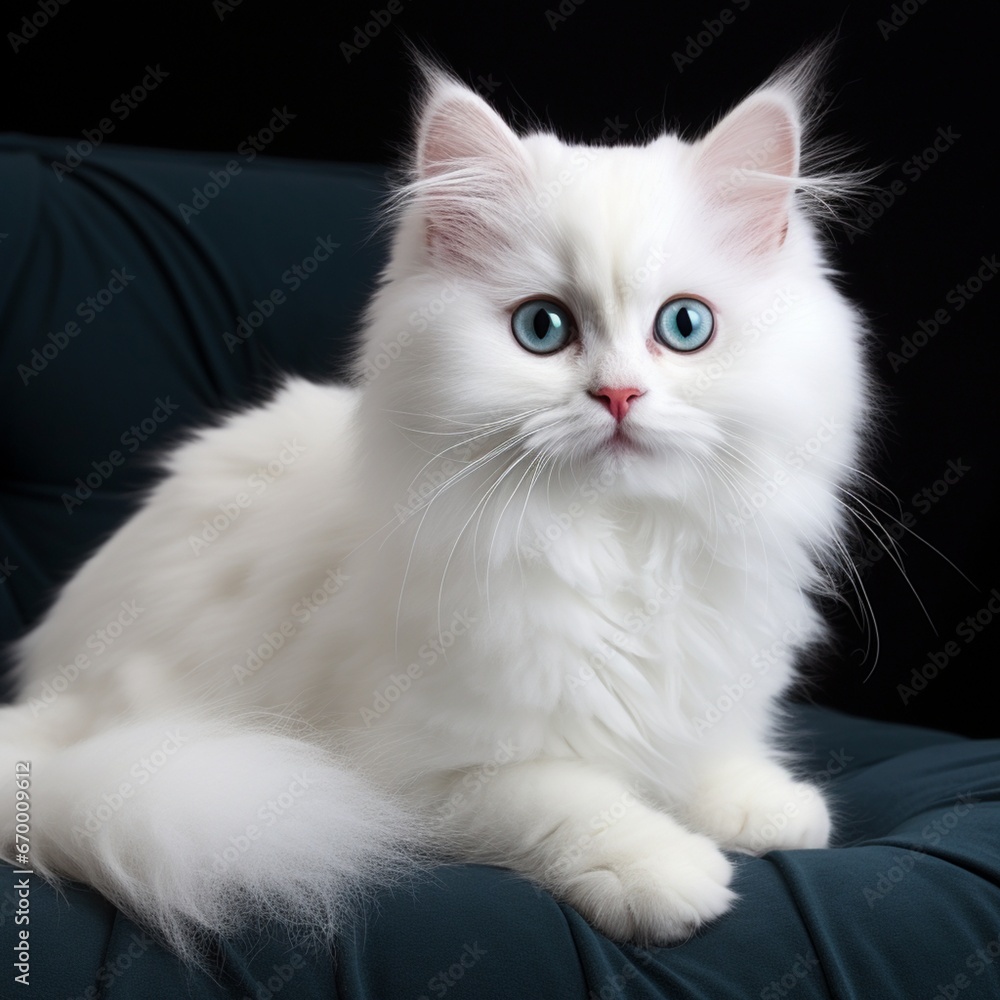 white persian cat on a sofa  generated by AI