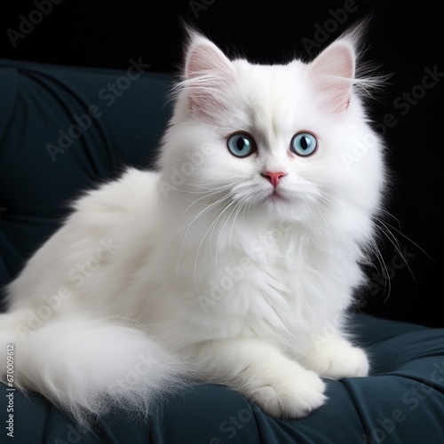white persian cat on a sofa generated by AI