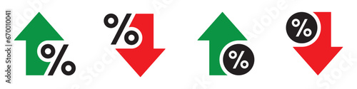 Percent growth and down icon, vector illustration
