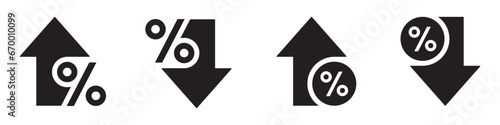 Percent growth and down icon, vector illustration