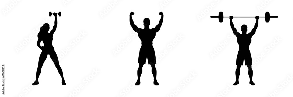 Gym workout silhouette. Vector illustration Gym workout silhouette. Vector illustration