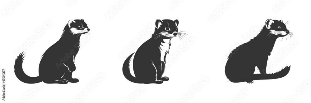 Silhouette of a ferret animal. Vector illustration Silhouette of a ferret animal. Vector illustration
