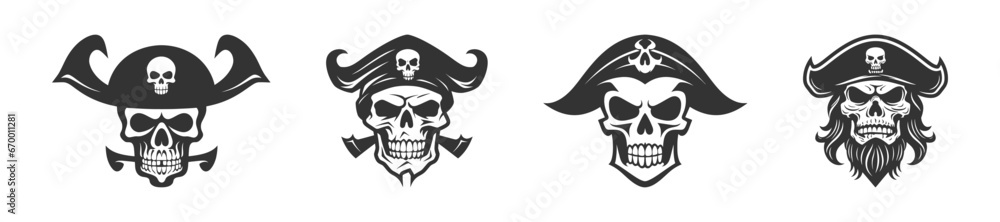 Pirate skull logo design. Vector illustration Pirate skull logo design. Vector illustration