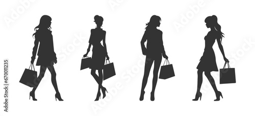 Shopping girl silhouette. Vector illustration