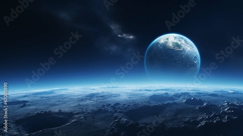 Blue Earth seen from the moon s surface 