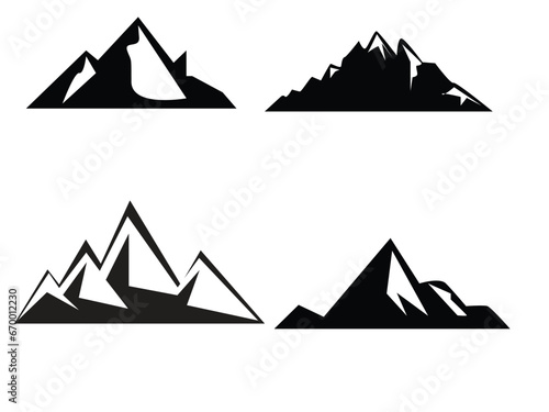 Mountain silhouette , set of rocky mountain silhouette. bundle vector.