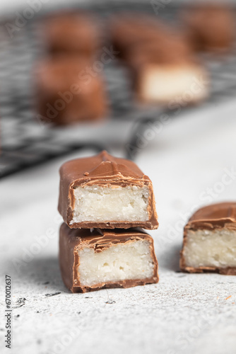 Slice Chocolate Bars With Coconut
