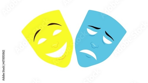 comedy and tragedy masks swapping animation video