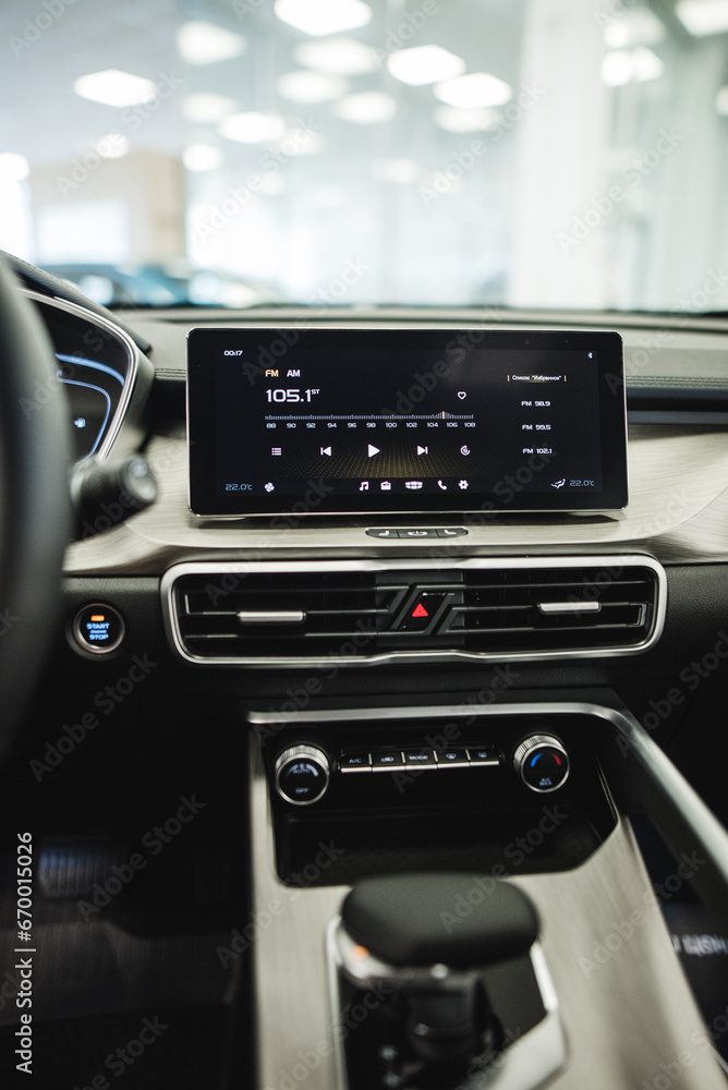 Car dashboard screen with radio