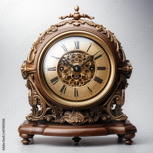 Generative ai illustration of Beautiful old antique wooden clock