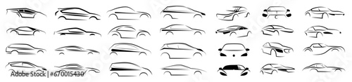 Sports car logo icon set silhouette emblems. Vector illustrations. photo