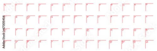 Chinese frame corners. Asian pattern. Vector illustration set