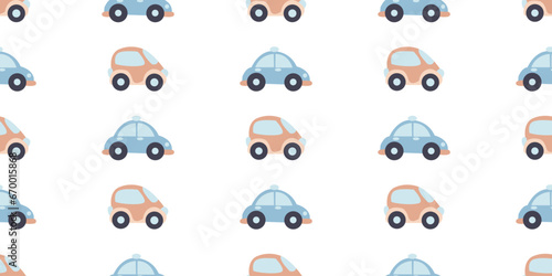 Seamless vector children's pattern Stylized cars. Decorative print For a boy's nursery, cards and prints.