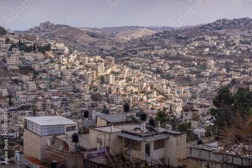 The slums and poor residential settlements and neighborhoods at the outskirts of Jerusalem, Israel. © Artaxerxes
