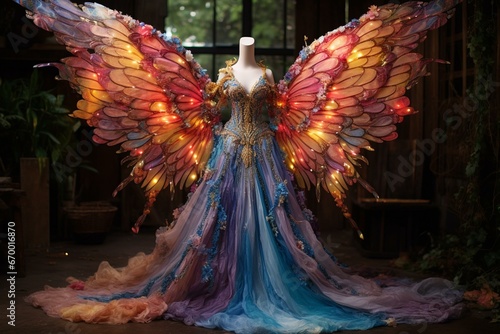Colorful ethereal wings that evoke a magical and whimsical vibe. Generative AI