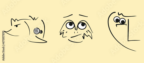 Aliens. Drawings. Vector graphics, eps