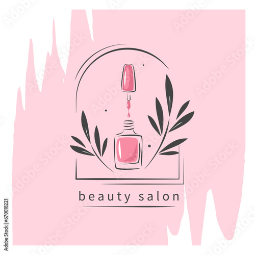 Nail studio logo. Nail polish. Minimalistic vector illustration for beauty salon