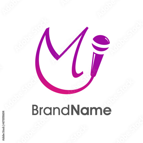 Stylish Initial M Microphone Logo