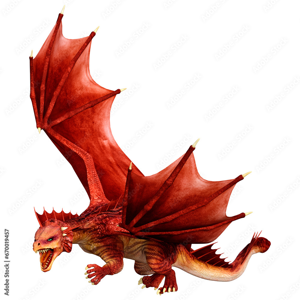 3D Rendering Fairy Tale Dragon on White 3D Rendering Fairy Tale Dragon on White