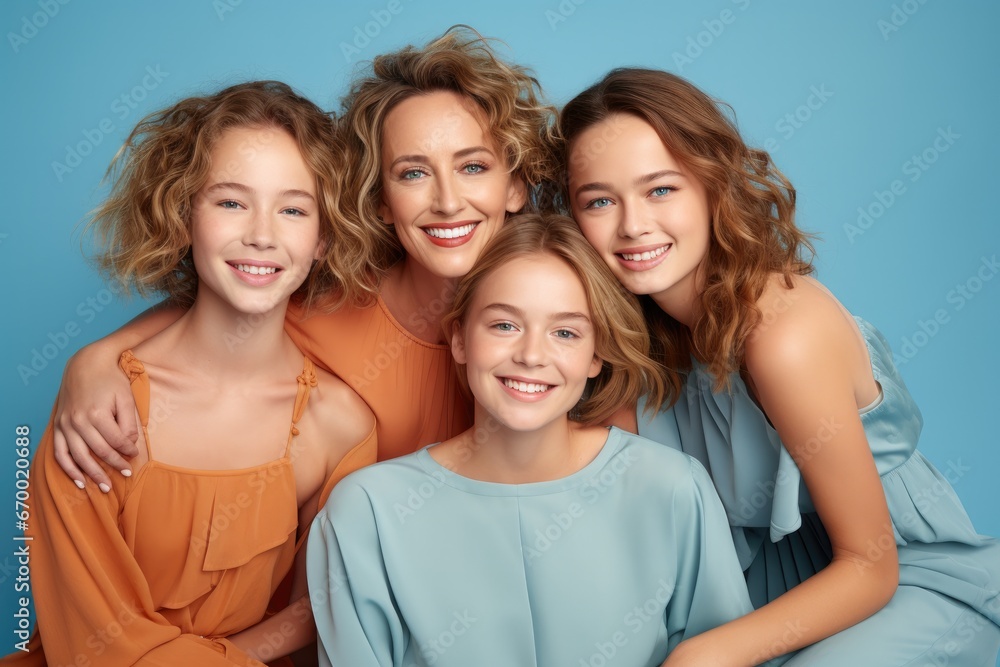 A touching family moment with mother, daughter and sister, showing the love and togetherness of generations. A touching family moment with mother, daughter and sister, showing the love and togetherness of generations.